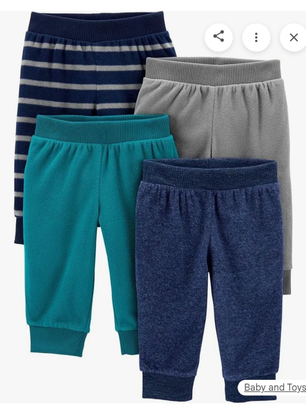 Carter's Fleece Pants 4 Pack: Teal, Navy, Gray, Striped Navy